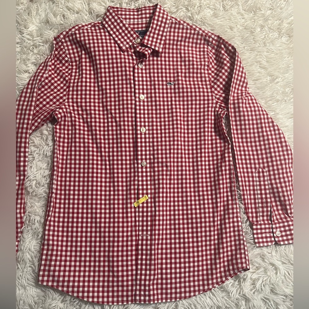 Vineyard Vine kids Red Checkered Shirt size medium 12-14 - Picture 1 of 5